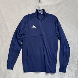 Adidas Track Jacket Mens Small Navy Blue Climalite 1/4 Zip Training Athletic